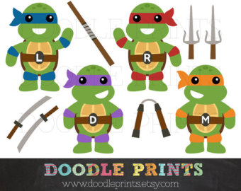 TMNT Ninja Turtles - Digital Clip Art Printable Images - Teenage Mutant Ninja Turtles Clipart Design - Ninja Weapons - Personal Use Only