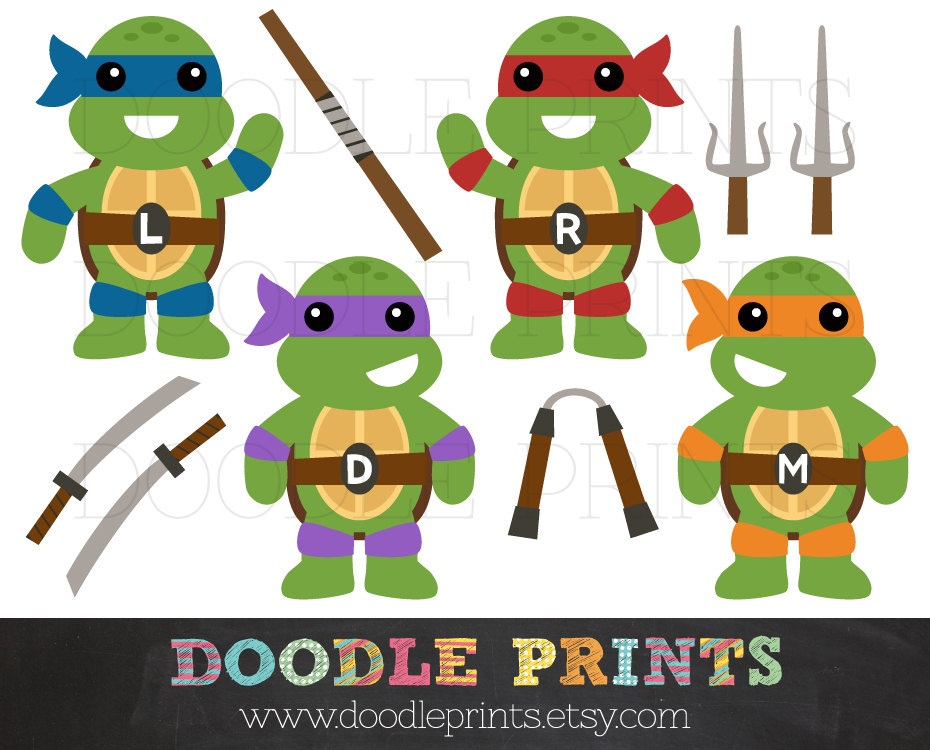 TMNT Ninja Turtles - Digital Clip Art Printable Images - Teenage Mutant Ninja Turtles Clipart Design - Ninja Weapons - Personal Use Only