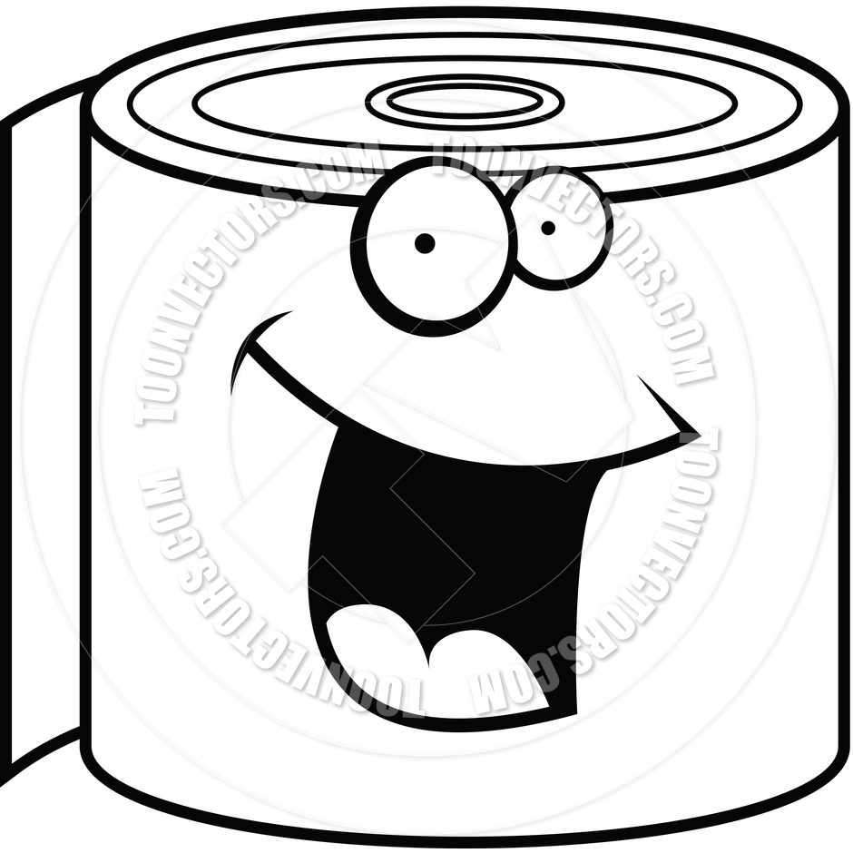 Toilet Paper Smiling (Black . - Toilet Paper Clip Art