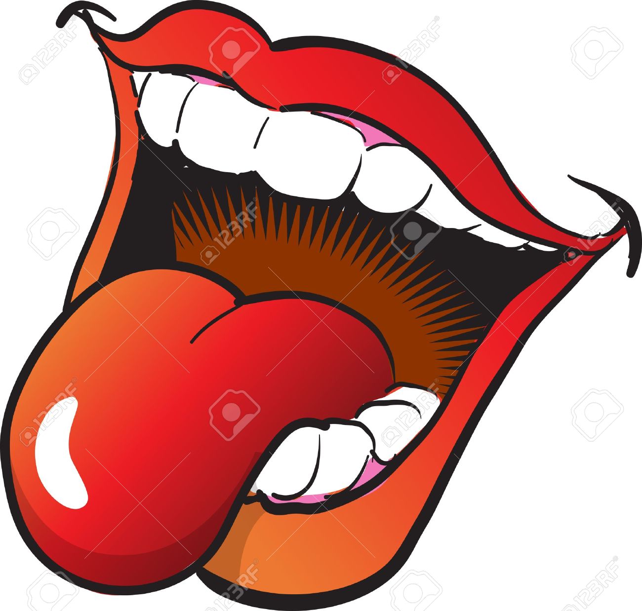 Wide Open Mouth and Tongue - Tongue Clipart