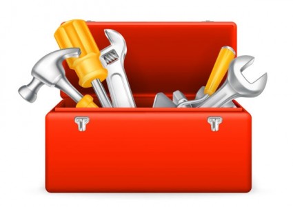 Open box with tools vector ar