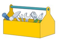 open toolbox filled with different tools clipart. Size: 44 Kb