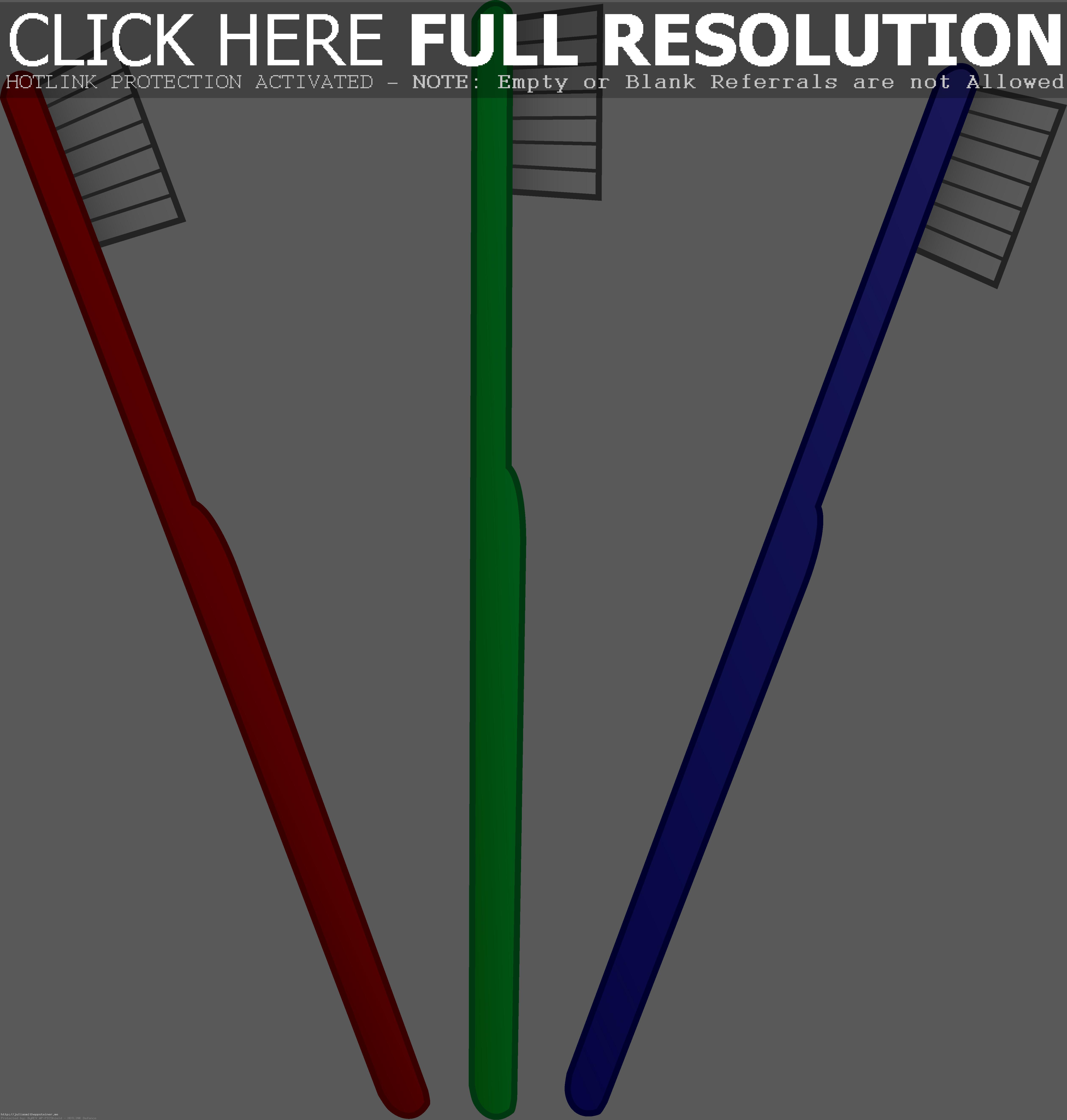 Three Toothbrushes Free Clip  - Toothbrush Clipart