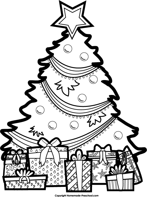 Top Free Christmas Tree Clipa - Black And White Christmas Clipart