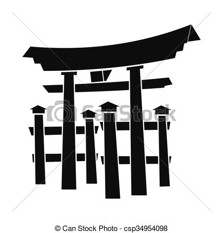 Floating Torii gate, Japan icon, simple style - csp34954098