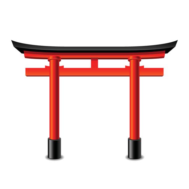Japanese gate isolated on whi - Torii Gate Clipart