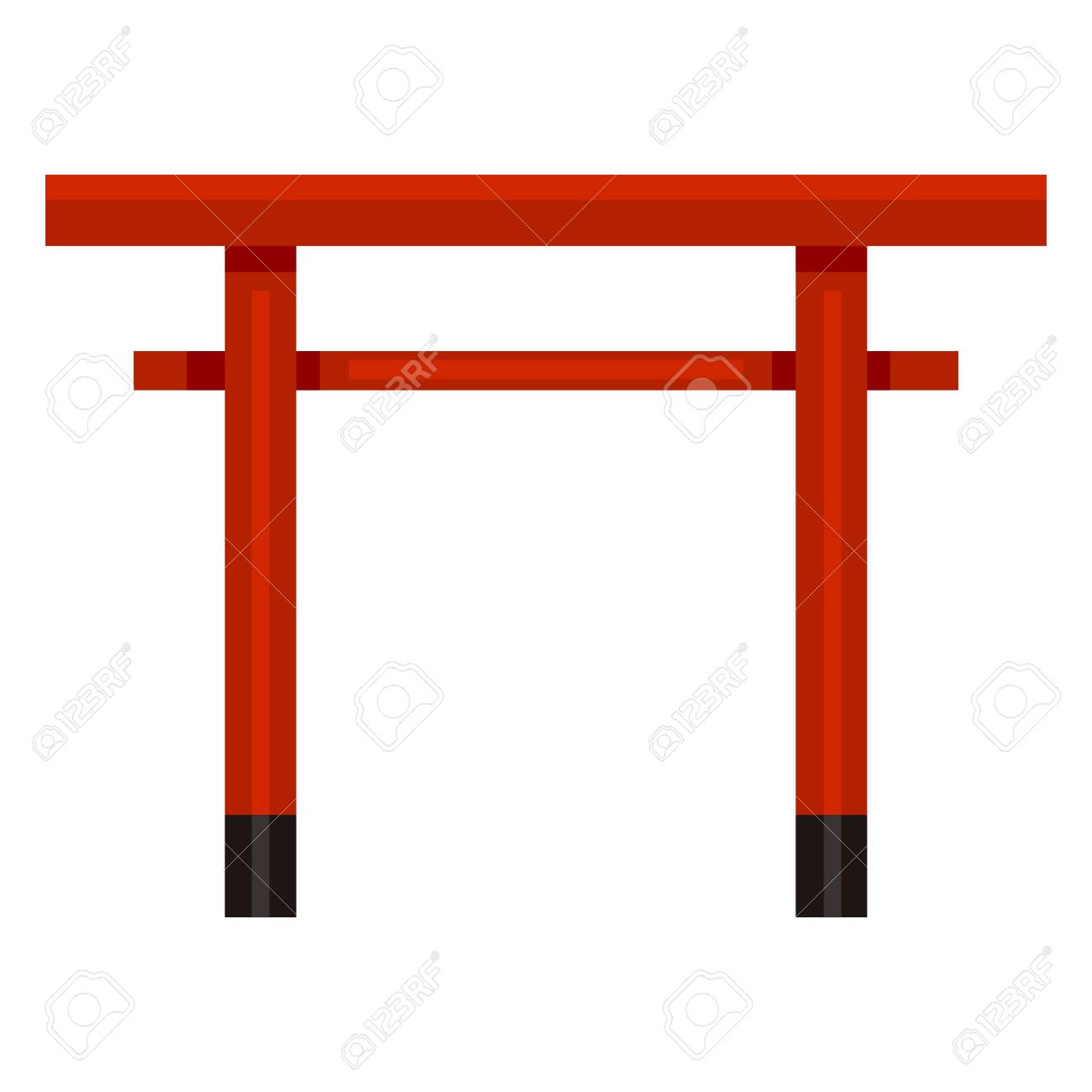 Vector - Vector Flat Color Shinto Icon - Japanese Red Torii Gate