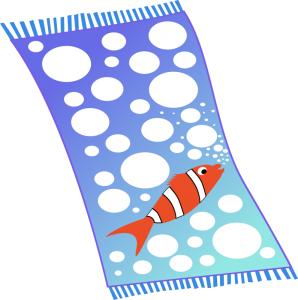 Towel Blue With White Bubbles - Towel Clip Art