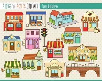 Town Buildings Clip Art - Town Clip Art