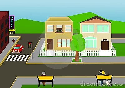 Town Street View Royalty Free - Street Clipart