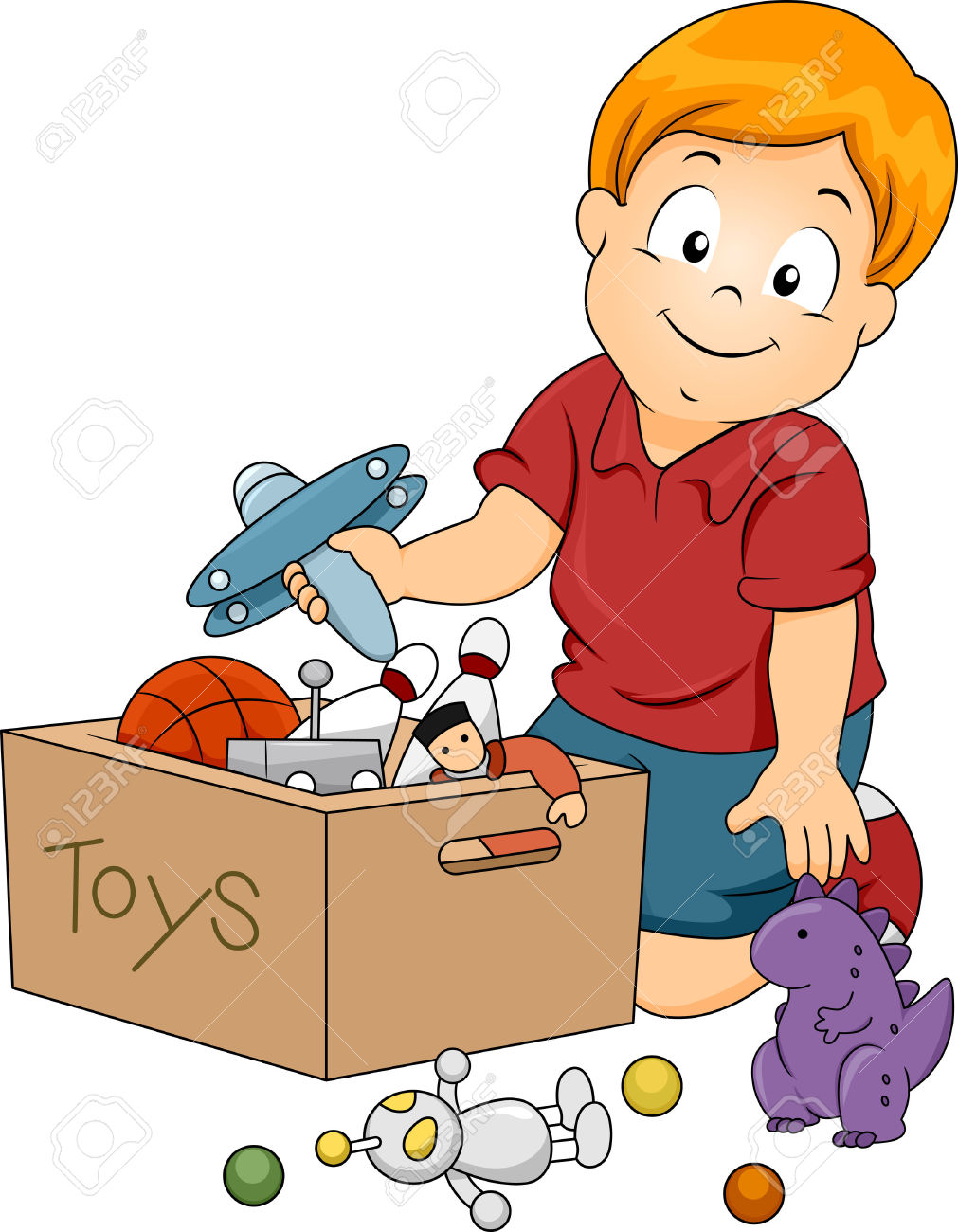 toy box: Illustration of Kid Boy Storing Toys