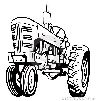 tractor clipart black and white