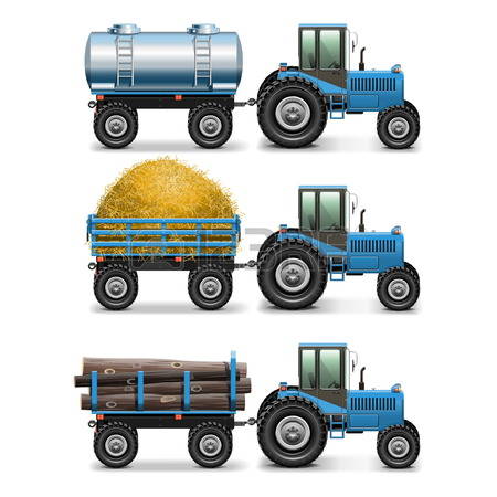 tractor trailer: Vector Agricultural Tractor Set 4