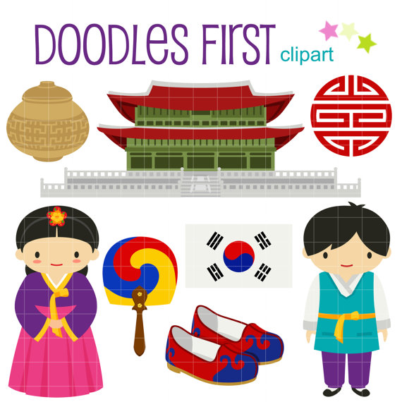 Traditional Korea Digital Clip Art for Scrapbooking Card Making Cupcake Toppers Paper Crafts