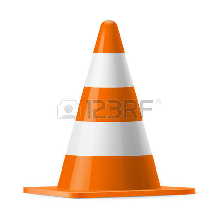 traffic cone: White and orange traffic cone. Sign used for road safey during construction