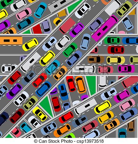 ... Traffic congestion on roads for modern city problems concept Traffic  congestion on roads Clipartby ...