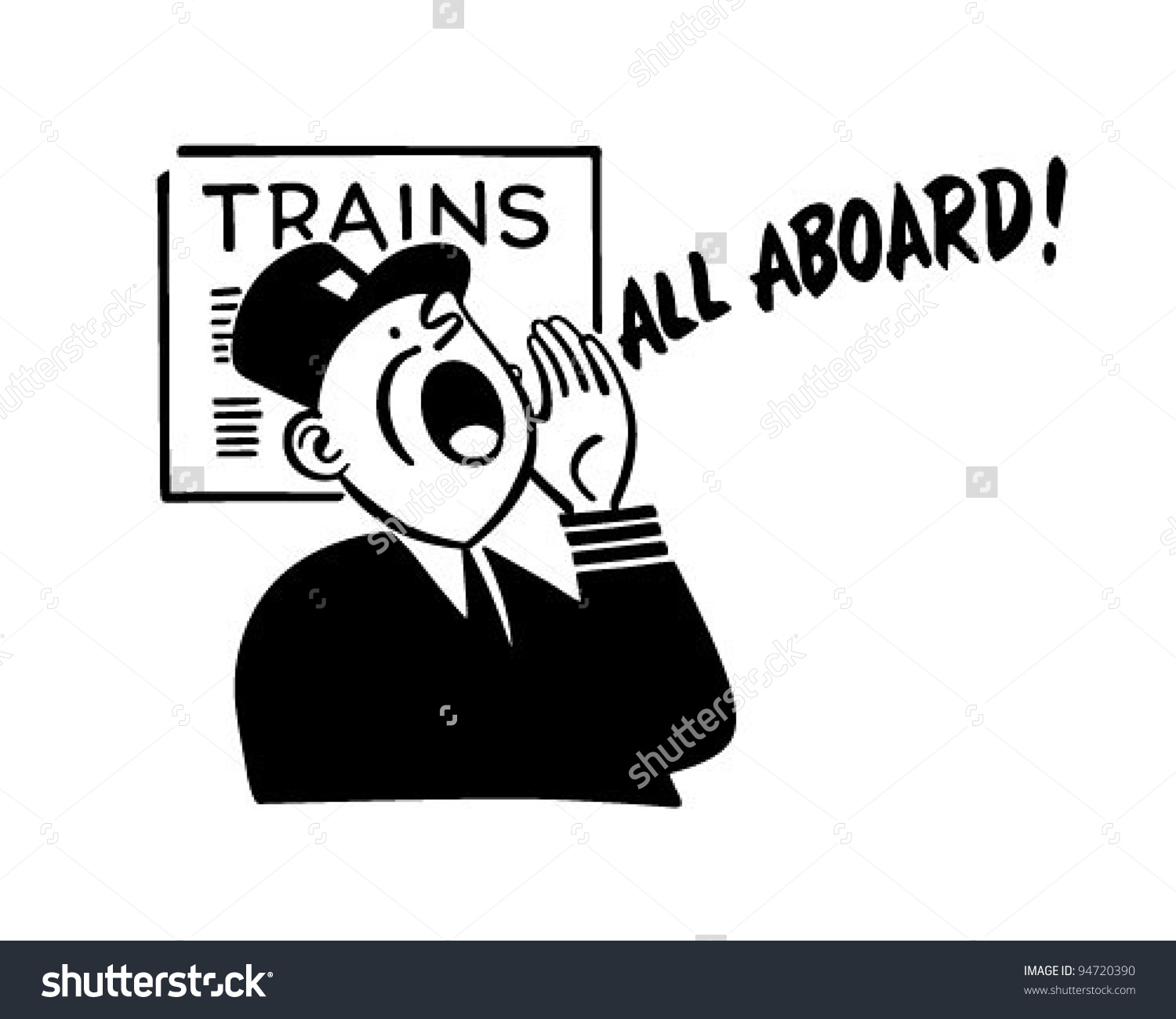 Train Conductor - Retro Clipart Illustration
