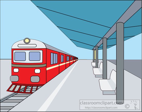 Train Train At Covered Outdoor Train Station Clipart 814788