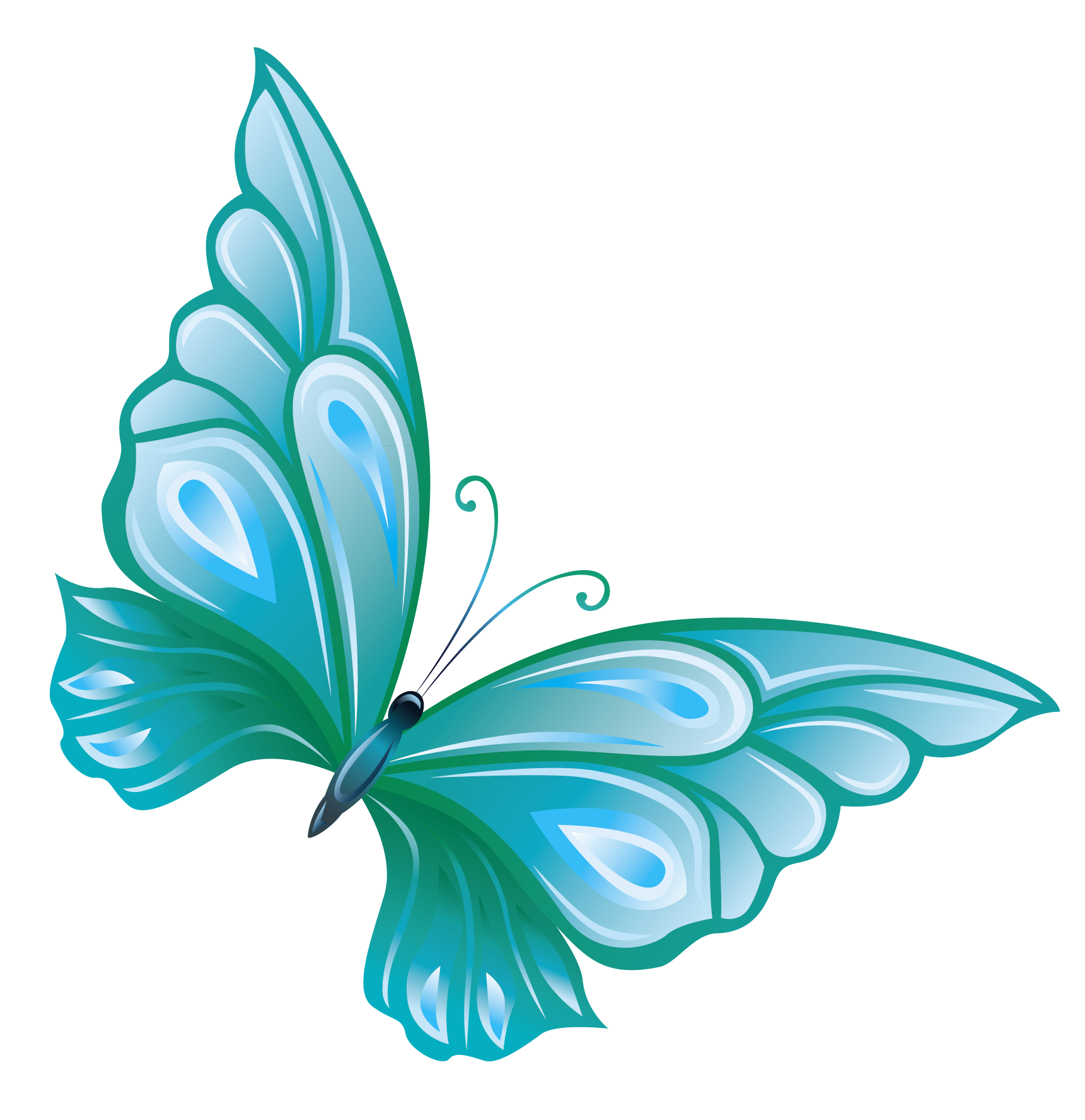 Transparent Blue Butterfly - Clip Art With Transparent Background