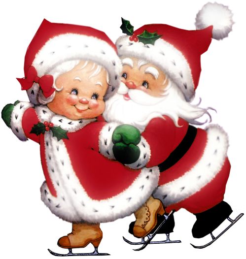 Transparent Cute Mrs Claus and Mr Claus PNG Clipart