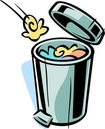 Cartoon drawing of a trash can
