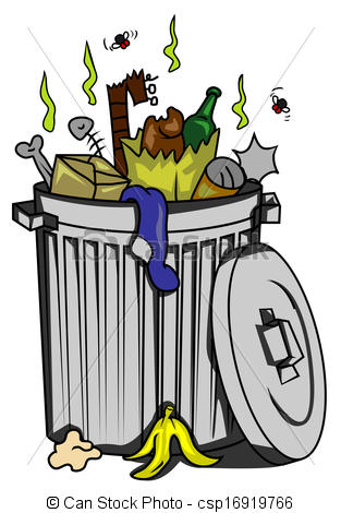 Cartoon drawing of a trash ca