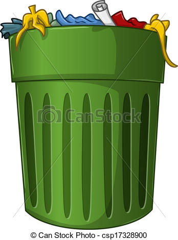 Trash Can with Trash Inside - - Trash Can Clipart