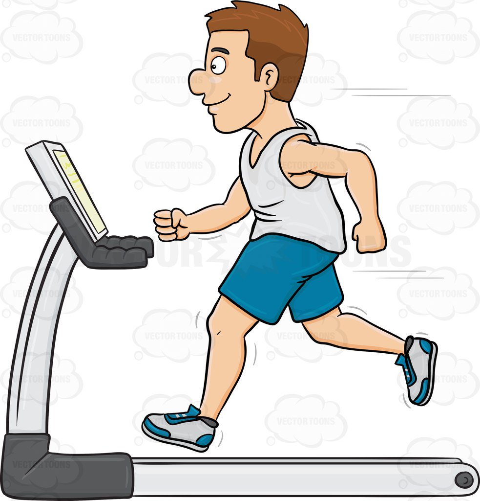 Woman exercising treadmill. P