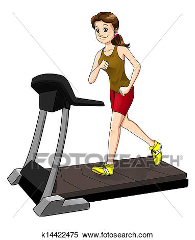 Cartoon illustration of a woman on a treadmill