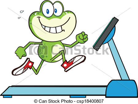Green Frog Running On A Treadmill - csp18400807