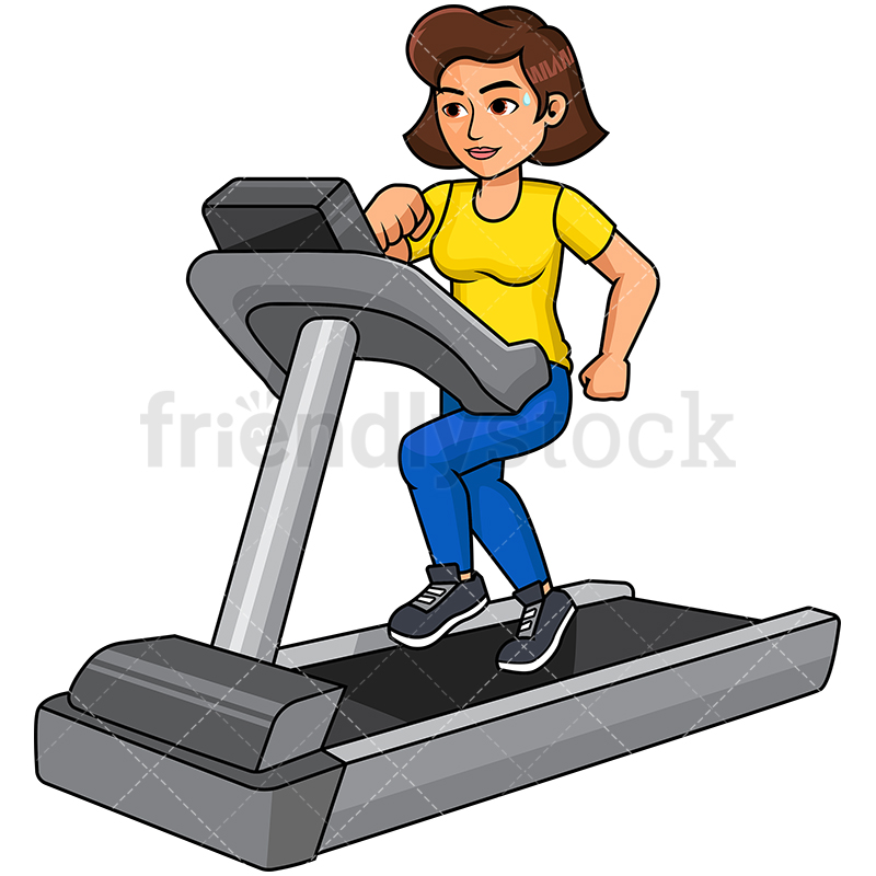 Woman exercising treadmill. PNG - JPG and vector EPS file formats  (infinitely scalable)