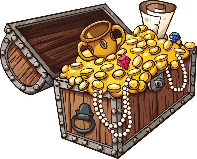 Cartoon treasure chest. Vecto - Treasure Clipart
