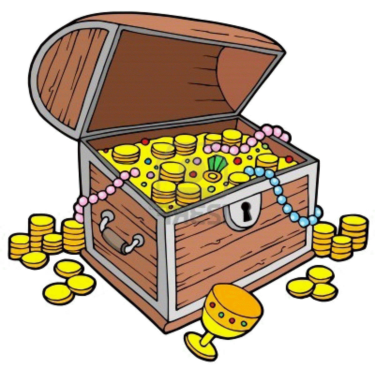 Cartoon treasure chest. Vecto