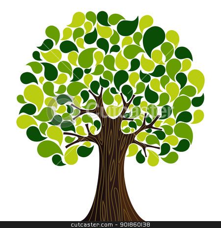 Painted Green Tree PNG Clipar