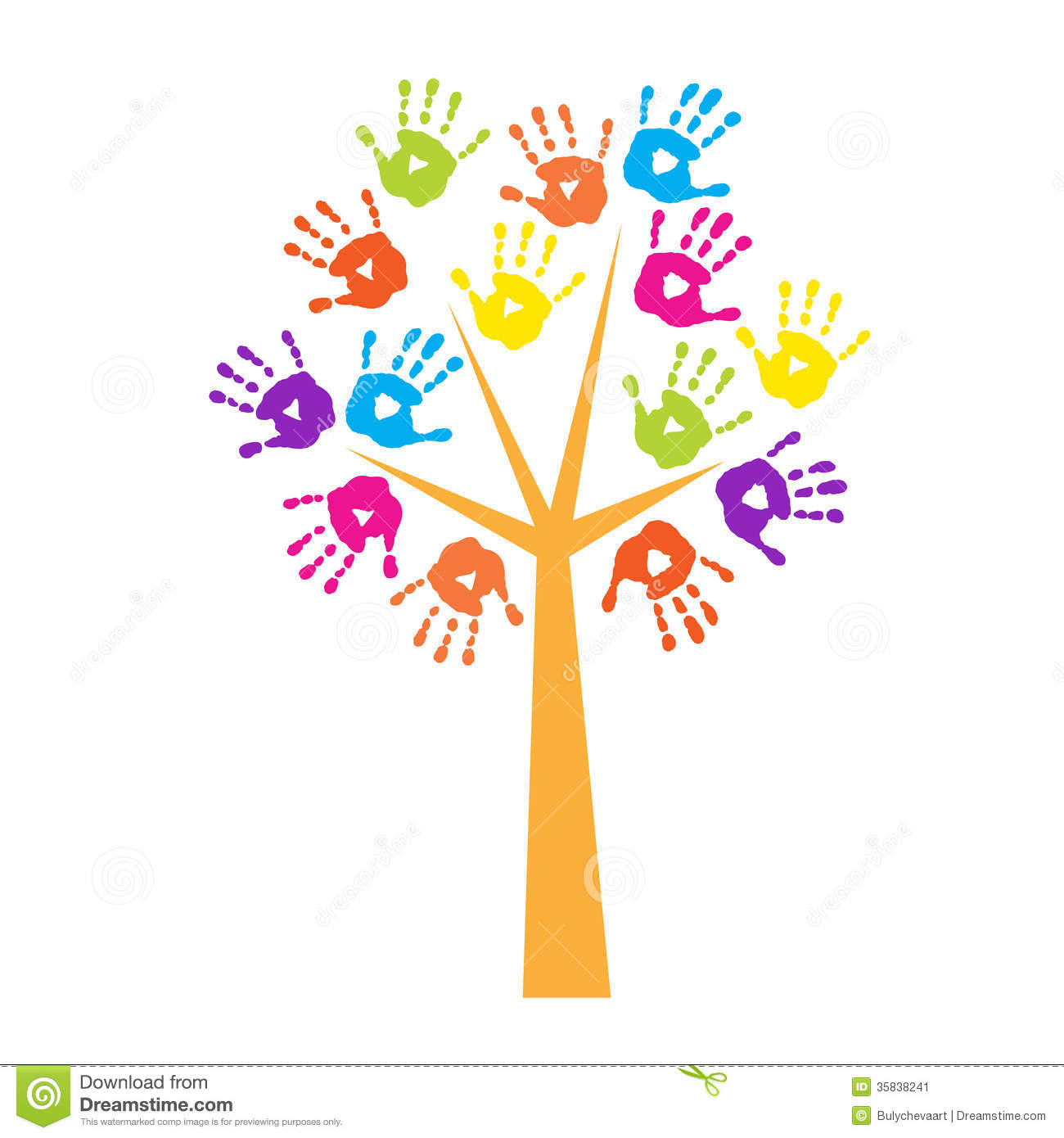 Tree With Handprints Instead Of Leaves Stock Image Image 35838241
