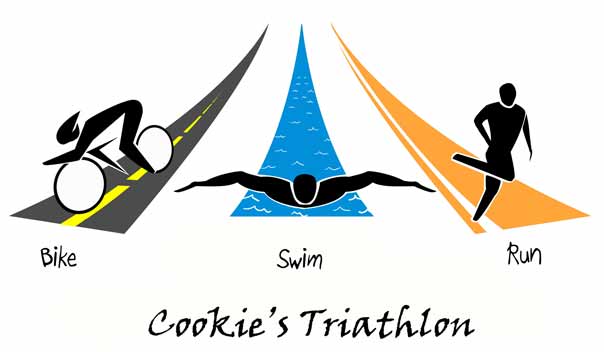 triathlon: Black silhouetted 