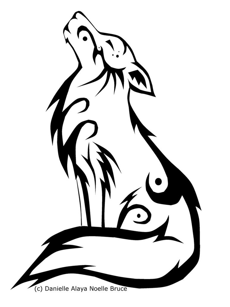 Tribal howling wolf clipart - Howling Wolf Clip Art