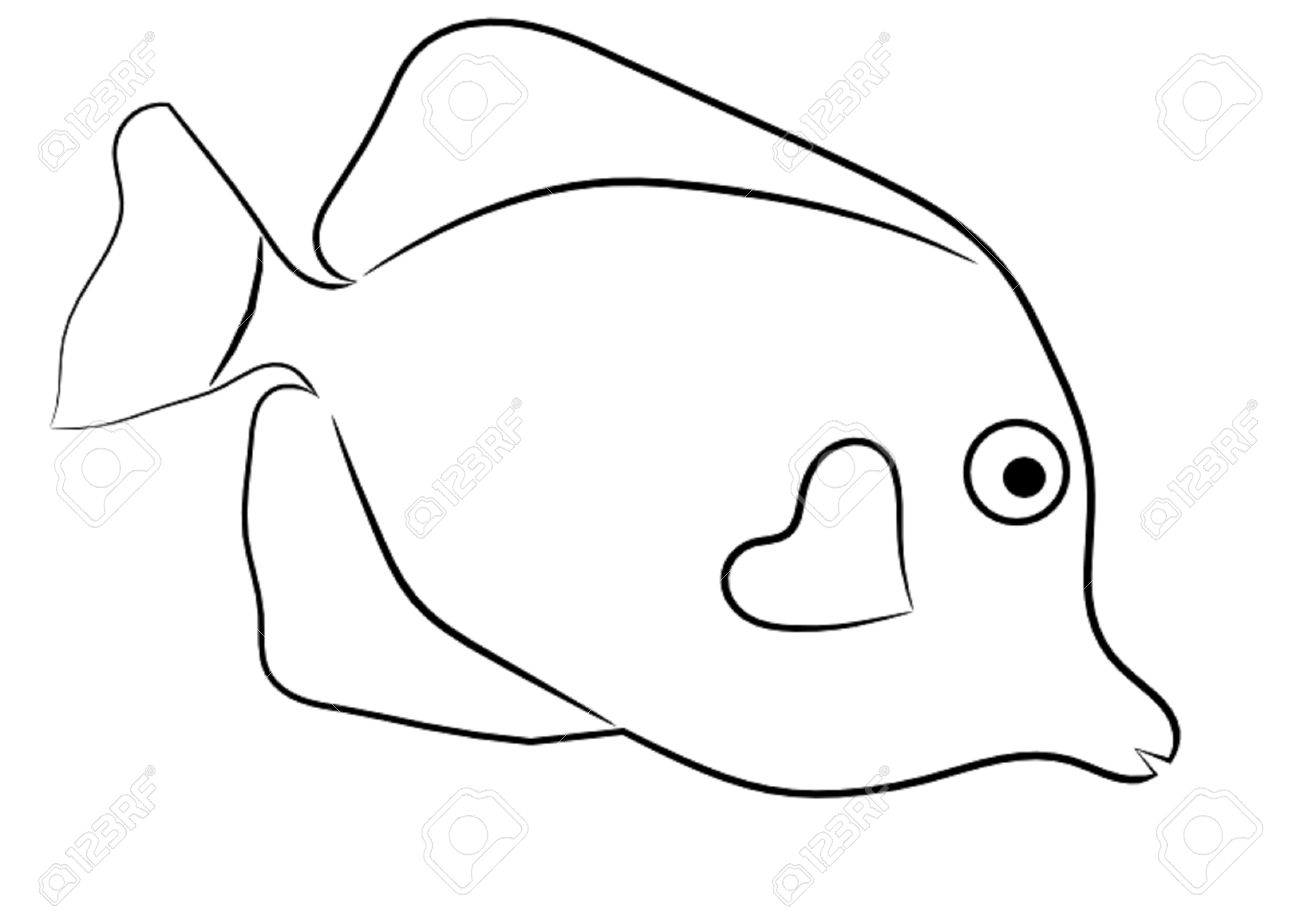 Tropical Fish Outline Clipart - Fish Outline Clipart