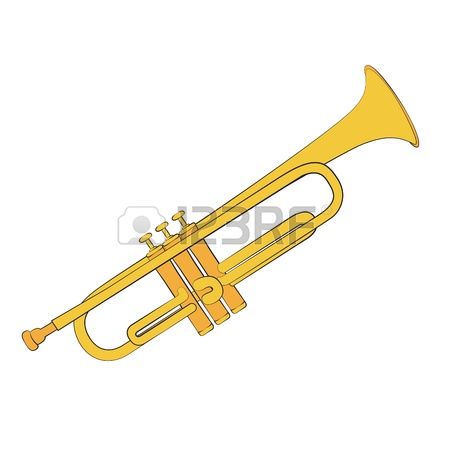 trumpet: Golden trumpet isolated on a white background