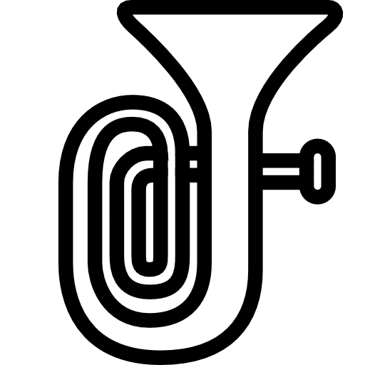 Tuba Black White Line Art Sca - Tuba Clipart