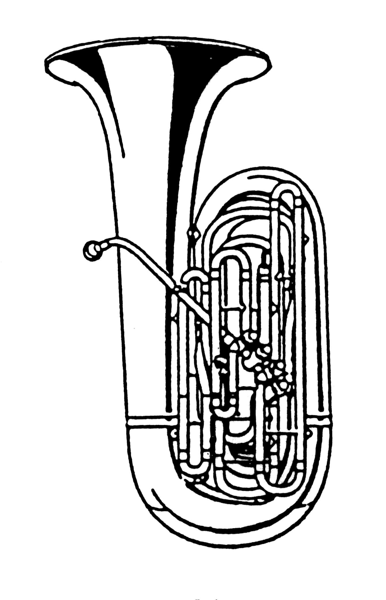 Tuba Black White Line Art Sca