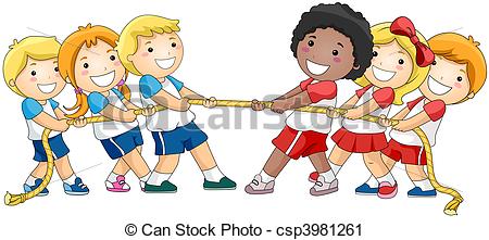 Tug of War - Children playing Tug of War with Clipping Path