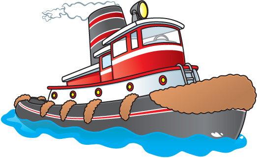 Gray Tugboat - This illustrat