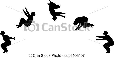man doing a back somersault in sillhouette clipart