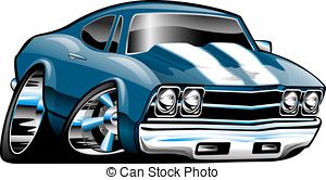 . ClipartLook.com Classic American Muscle Car Cartoon Illustration. Blue with.