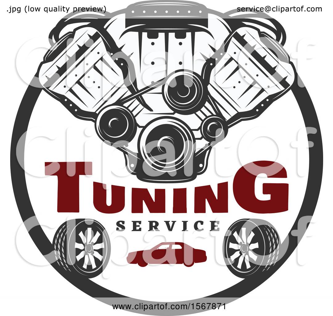 Clipart of a Car Engine Tuning Service Design - Royalty Free Vector  Illustration by Vector Tradition SM