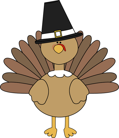 Turkey Wearing a Pilgrim Hat - Clipart Thanksgiving Turkey