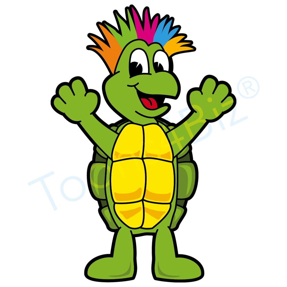 Turtle Mascot with Crazy Hair