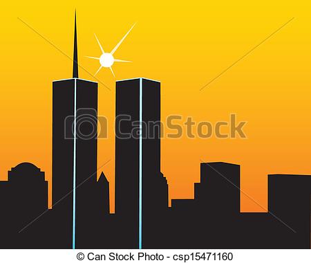 ... Twin Towers - The twin towers on a yellow orange background
