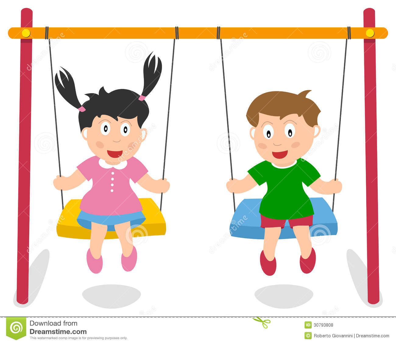 Two Boys Swinging Clipart